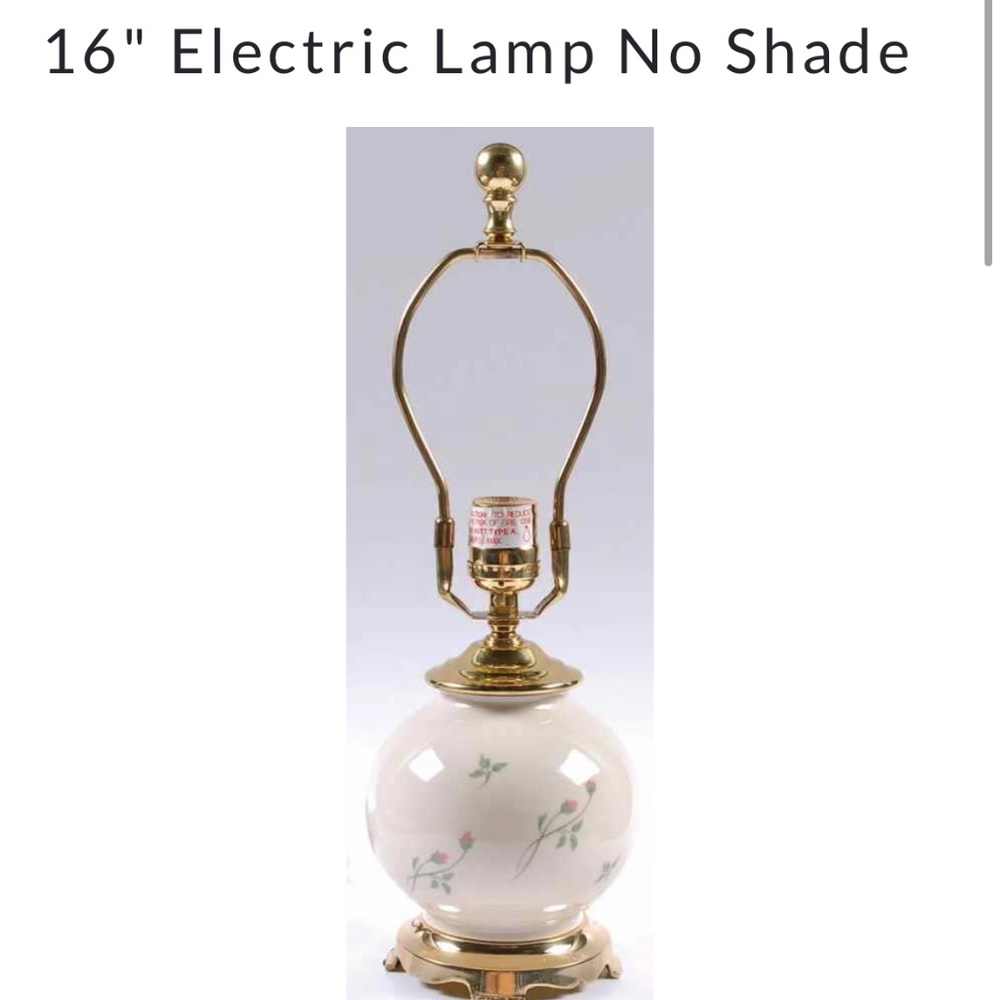 Lenox rose bud lamp base only